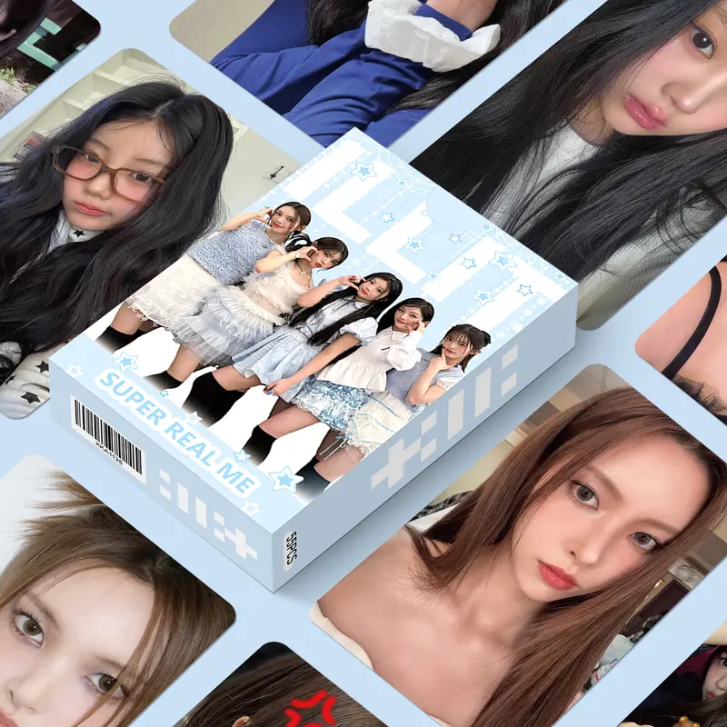 Thẻ Lomo Laser 3d, ILLIT, 50-55 cái / hộp, Thẻ ảnh Album SUPER REAL ME, WONHEE Solo, YUNAH, MINJU, MOKA, IROHA, Bưu thiếp 3d, Đang Giảm Giá, JY 1