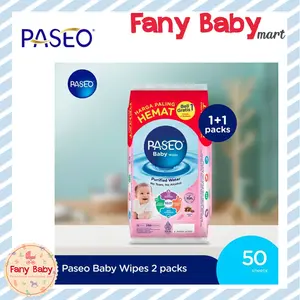 PASEO BABY WIPES WET TISSUE 50 SHEETS / BUY 1 GET 1 Yellow Tisu