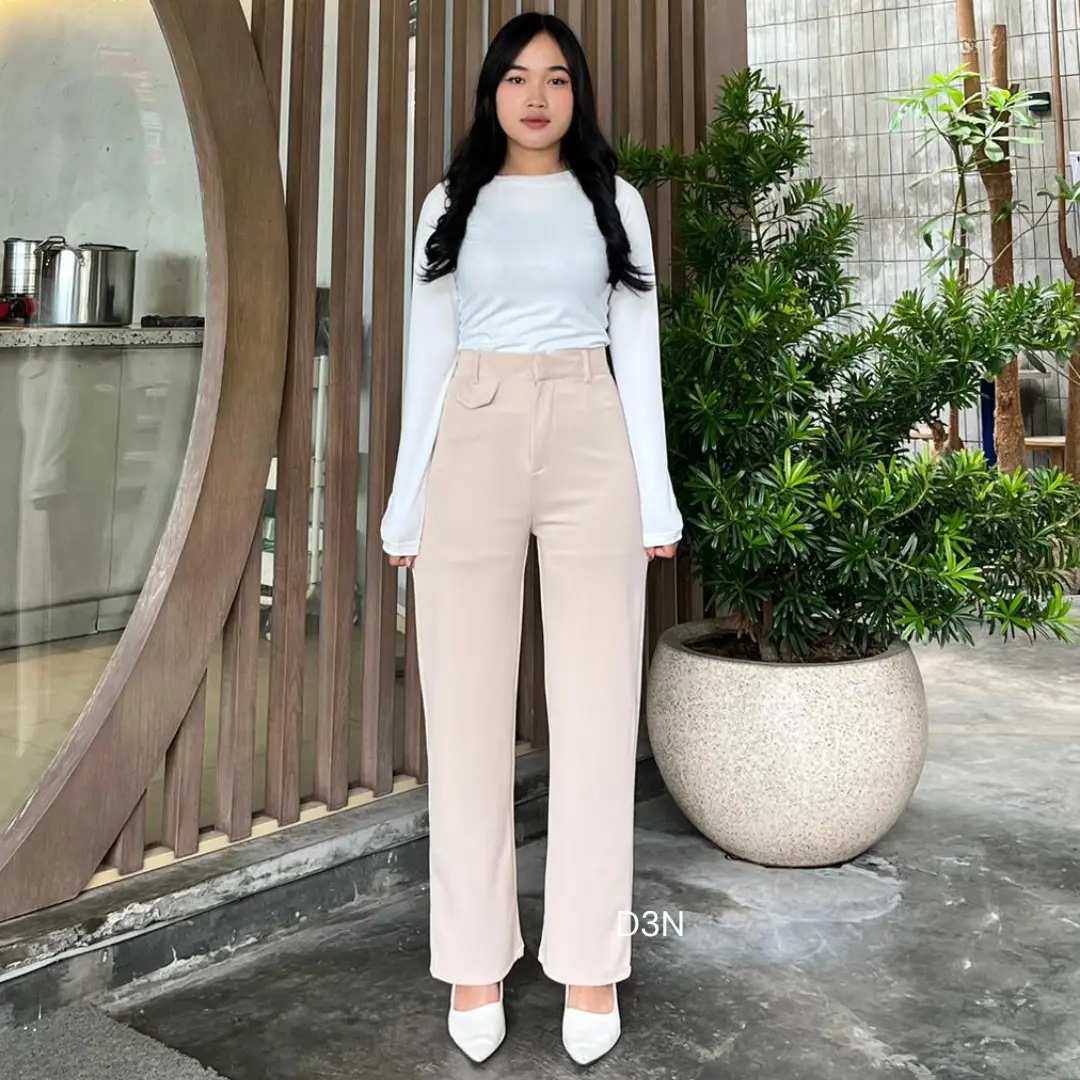 D3N - Oro Pants Knit Celana Panjang Korean Style Celana Panjang Highwaist Panjang Kulot Wanita Karet Melar Lembut