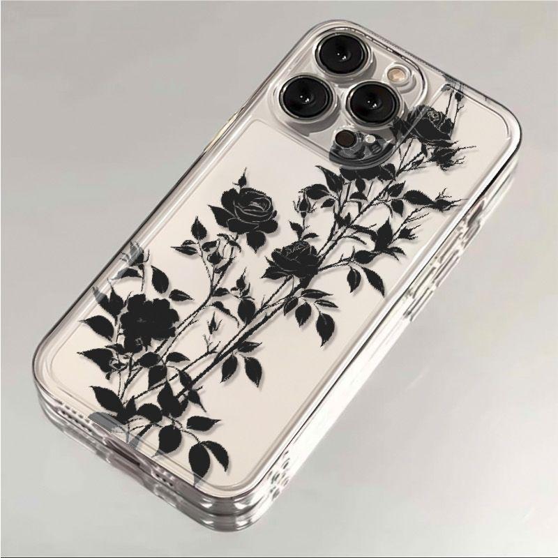 Phúc Lợi Siêu Giá Trị Vỏ Ốp Lưng TPU Trong Suốt Khoét Lỗ Chính Xác Hoa Đen Chống Ép Lớp Phủ Chống Vân Tay Dẻo Dai Cao Tương Thích Tất Cả Dòng Máy Iphone