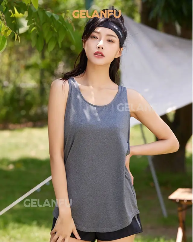 TANK TOP OLAHRAGA WANITA YOGA GYM FITNESS DANCE ZUMBA HITAM DRY FIT 2