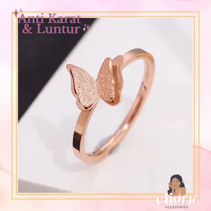 [ELIORA] Cincin Titanium Wanita Liontin Kupu-Kupu Cantik Anti Karat & Tidak Mudah Luntur - 1192