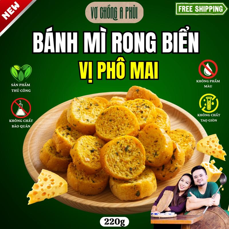 Ăn Vặt Healthy - Bánh Mì Rong Biển Vị Phô Mai Trứng Muối Bơ Tỏi 220gr - Không Phân Màu Không Chất Bảo Quản Vị Độc Lạ Mới Mẻ - Vợ Chồng A Phủi khô đồ ăn vặt ngon black friday