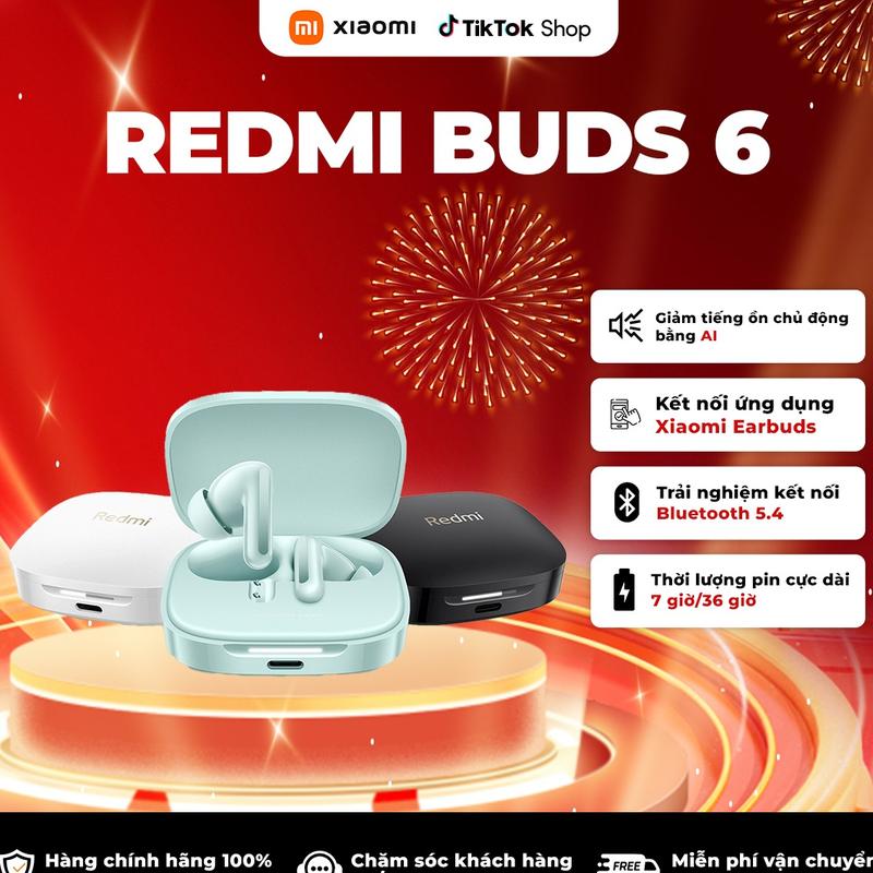 Tai Nghe Bluetooth Xiaomi Redmi Buds 6 chống ồn bass to - phiên bản quốc tế có tiếng việt