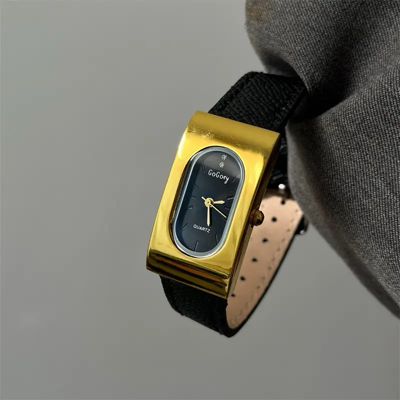 [FREE GELANG] POMER Jam Tangan Wanita Casual High-End  Leather Belt Retro Square Luxury Mewah Jam Korea Aesthetic 6