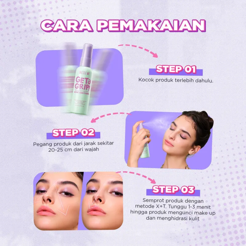 Dazzle Me Get A Grip Make Up Setting Spray Acne Soothing 60ml Wajah 7