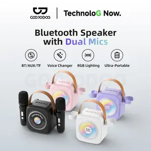 GOOJODOQ AB4103 GOOJODOQ Speaker Bluetooth Karaoke Portable Dual Mic Wireless Voice Changer RGB Lighting BT/AUX/TF Card