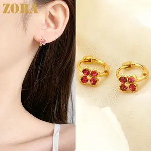 ZORA Fashion Aksesoris Jewelry Anting Zircon Berlian Imitasi Titanium Anti Emas Lapis Perak  Wanita Korea Perhiasan R057