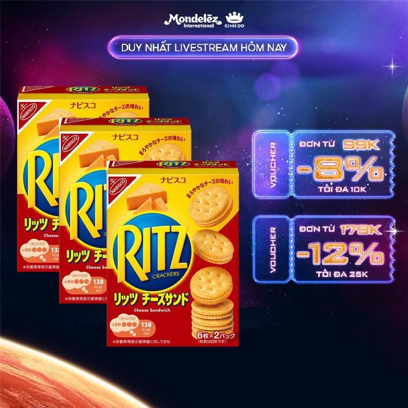 Combo 3 Hộp Bánh Quy Ritz Kẹp Kem Phô Mai 106g/Bánh Quy Mặn Ritz 247g