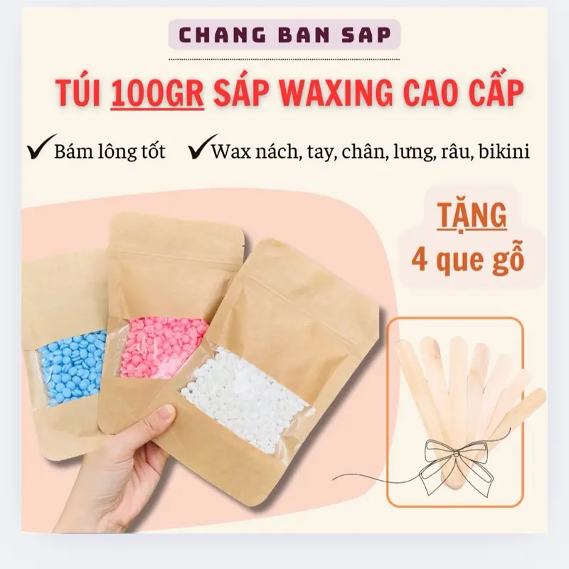 Túi 100g Sáp Cao Cấp TẶNG 4 Que Gỗ