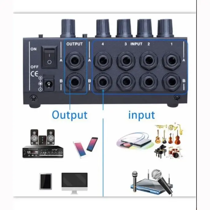 Mixer Audio Console Mixer Karaoke Mixer 8 Channel Input Mic Black 3