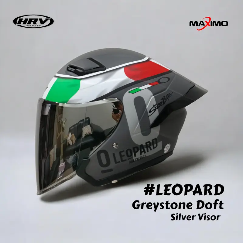 Helm HRV Maximo Motif Leopard Half Face SNI Motocycle Paket Ganteng helmpaket  ganteng visor  iridium helmsni 5
