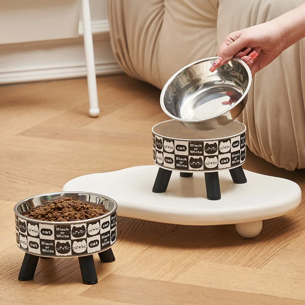 kitesiy Pet Bowl Anti-slip Base Corrosion-resistant Pet Bowl Stylish Elevated Pet Food Bowl with Stand for Cats and Dogs Anti-slip Stainless Steel Feeding Bowl Dispenser for Pet