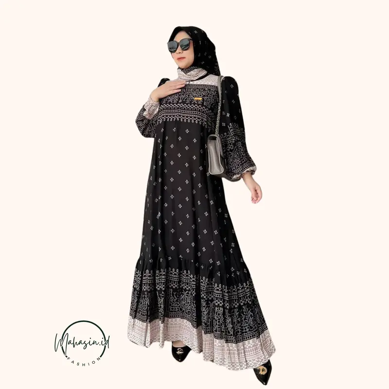 Gamis Free Hijab Denada Busui Friendly - Dress Wanita Semi Jumbo -  Gamis Wanita Kekinian Free Hijab Kain Katun Rayon Motif Nyaman 1