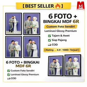 Cetak Foto 6R MDF 6 Pcs Plus Bingkai Antik Dinding Dekorasi Rumah Kayu 15 x 20 cm Kualitas Premium Siap Pajang Paket Foto 6R MDF Material MDFTebal 6 mm Poster Art Carton 210 gram
