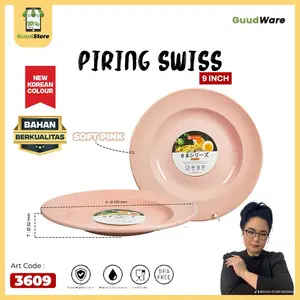 6-12 Pcs Piring makan Swiss makan bahan plastik pp 5 food grade tahan panas Kitchenware 23 cms