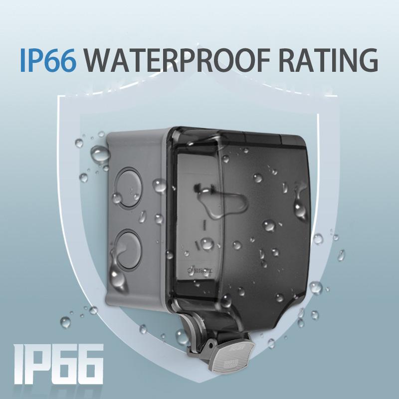 Product Introduction of COD Stop Kontak IP66 Waterproof Outdoor Wall Socket Box Kotak Tahan Air Hujan Anti Debu stop  kontak 7