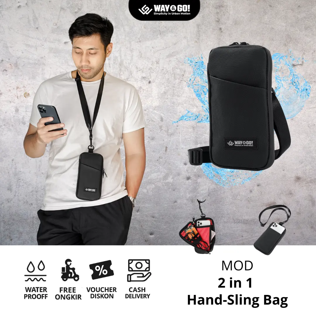 Way&Go! MOD Sling Phone Bag Pouch HP Selempang Tas Dompet HP Gadget Organizer Pria Hitam