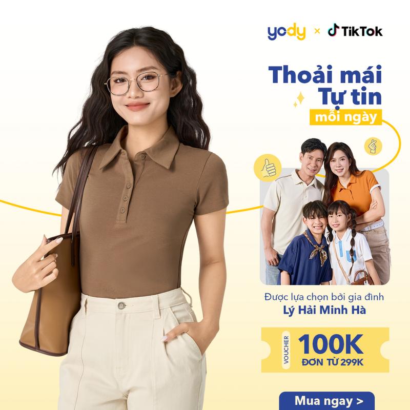 YODY Áo Polo Nữ Nẹp Bốn Cúc Yody WCPO25S106