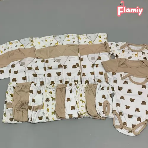Paket Brojol 27 Pcs Baju dan Celana Bayi Newborn Series Beruang Coklat