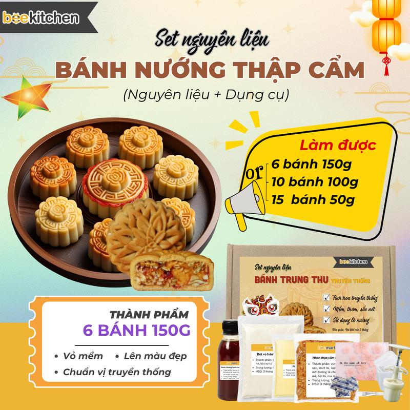 Đặc Biệt Set nguyên liệu làm bánh trung thu thập cẩm bao gồm vỏ bánh nướng và nhân thập cẩm