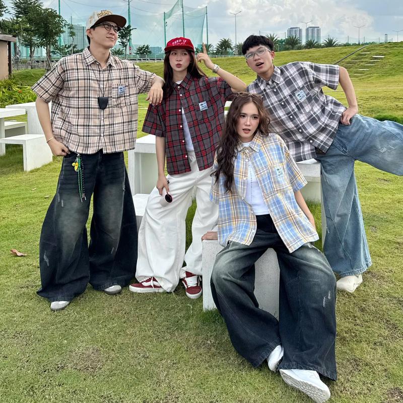 SSSTore.Aesthetic Áo Sơ Mi Caro SSS.A Unisex Form Boxy Plaid Shirt 9 màu Size M/L/XL Chất Liệu Kate Thoáng Mát Aosơmi Sơmiformboxy Áoboxy Sơmiunisex