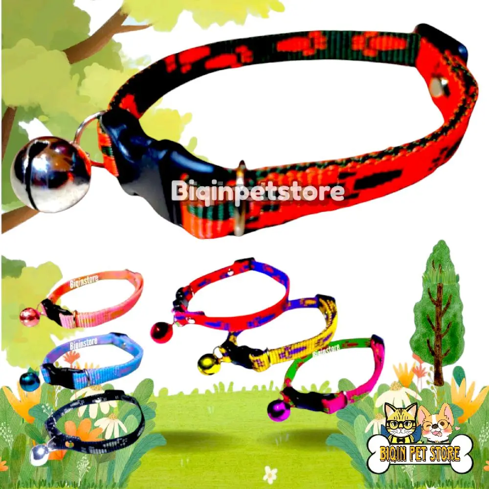 Kalung Kucing Bahan Tebal Motif Paw Krincing 14mm