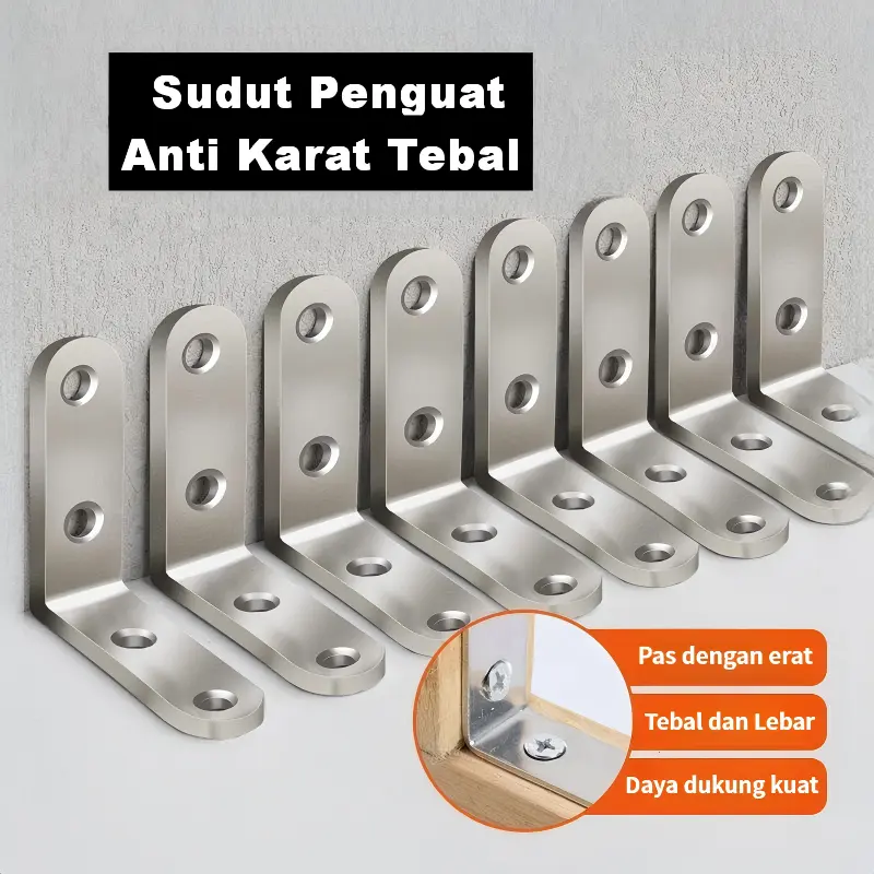 10pcs Siku L Stainless Steel / siku ambalan dinding / Bracket Siku Penyangga Rak Braket Sudut Kanan 90 Mendukung Sambungan rak
