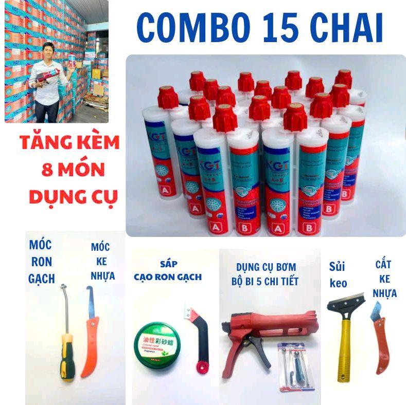 [keo loại 1] Keo chà ron gạch epoxy KGT 2 thành phần,keo chố,ng thấm,18 mã màu .. TẶNG: SUNG,BI, MÓC RON, MÓC KE, SỦI.