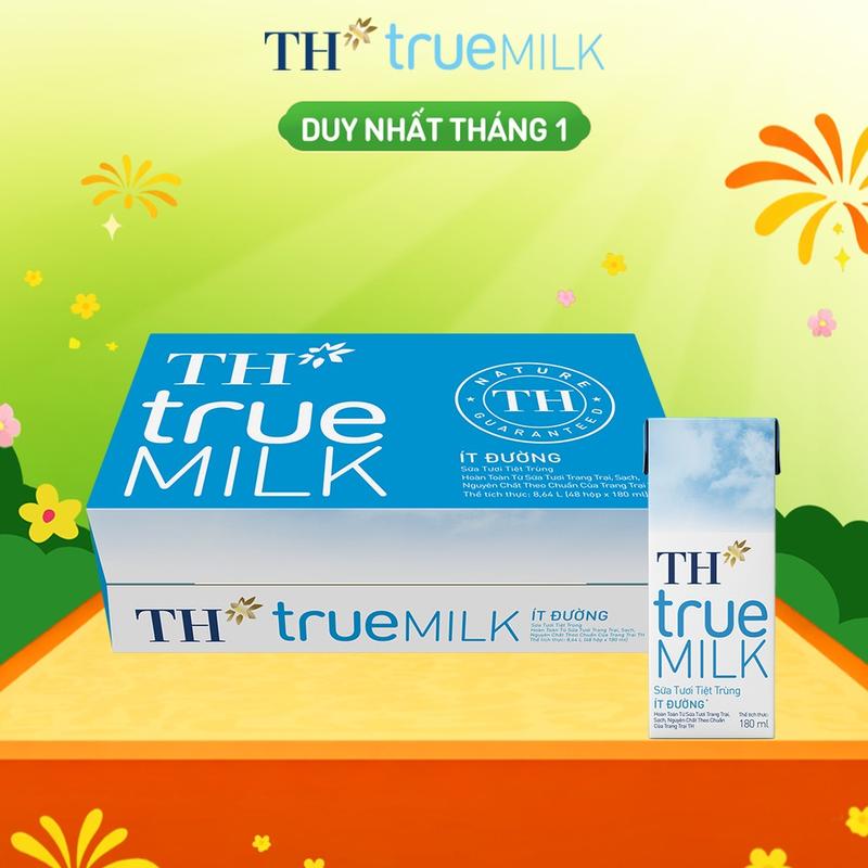   Affiliate  Thùng 48 hộp sữa tươi tiệt trùng ít đường TH True Milk 180ml  180ml x 48  