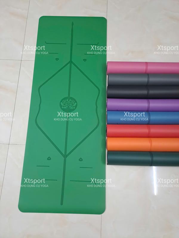 Thảm Tập Yoga Định Tuyến 5mm Cao Su PU Cao Cấp Tặng Túi Đựng Kích Thước Lớn 183x68cm Hệ Thống Vạch Kẻ Chi Tiết Công Nghệ In Laser Chìm