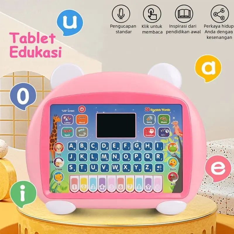 Tab Anak Mainan Tablet Belajar  English Laptop  Edukasi Komputer 2in1 Huruf Musik Piano Perkembangan Berpikir Pelatihan Daya Ingat Intelektual Bahasa Inggris Edukatif Utk Hadiah Ultah Kado Permainan Plastik 5