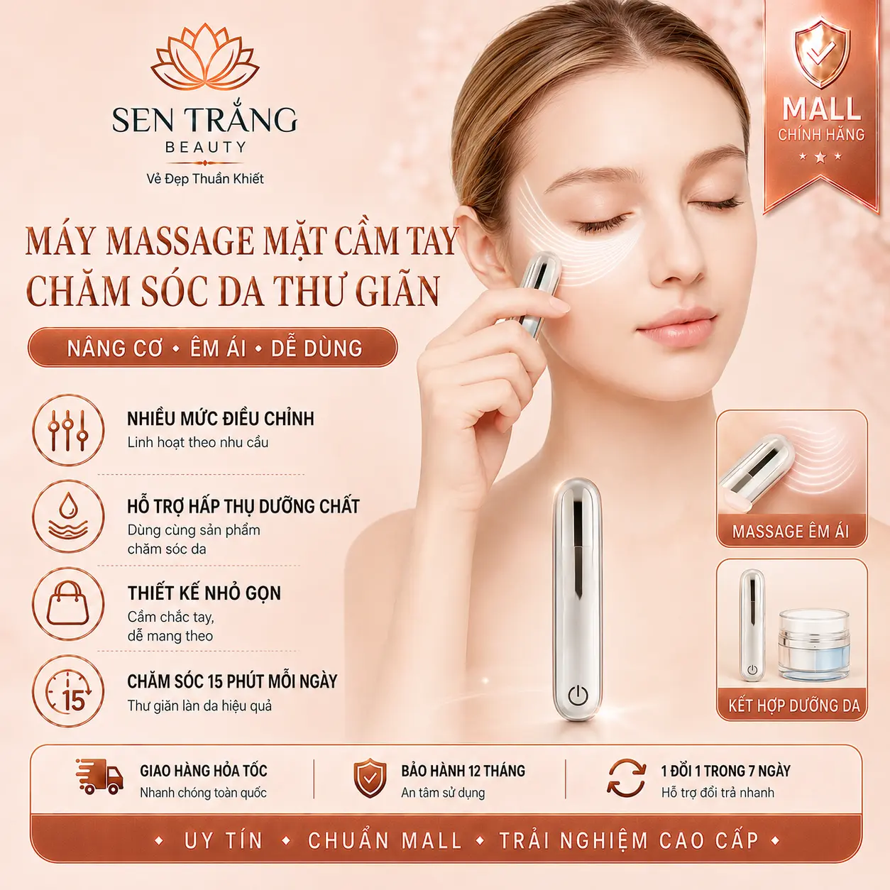 Máy mát xa mắt cầm tay, có thể sử dụng ở bất cứ đâu, mang đến trải nghiệm mát-xa thư giãn cho vùng mắt, là món quà đặc biệt dành cho người bạn yêu thương.