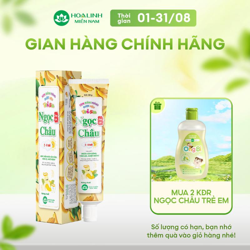 Kem đánh răng dược liệu Ngọc Châu Trẻ Em hương chuối (2 - 6 tuổi)
