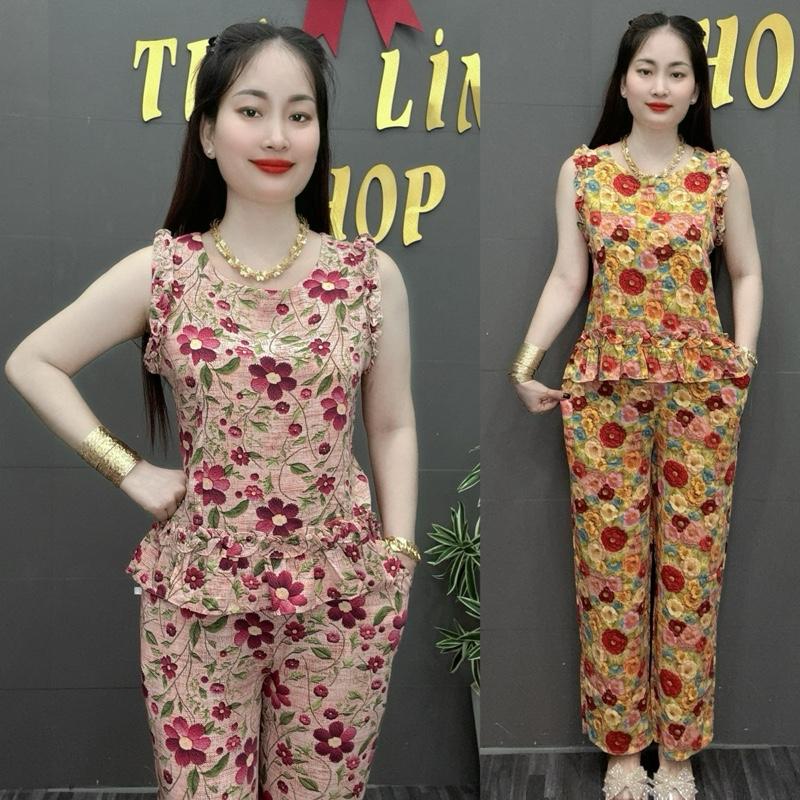  ĐỒ BỘ BỘ CỔ TRÒN BÈO,VẢI LỤA MAINGO ÁO SÁT NÁCH BÈO NGẮN,QUẦN DÀI ỐNG RỘNG,SIZE 45-75 KG. Nữ Tay ngắnNACH 