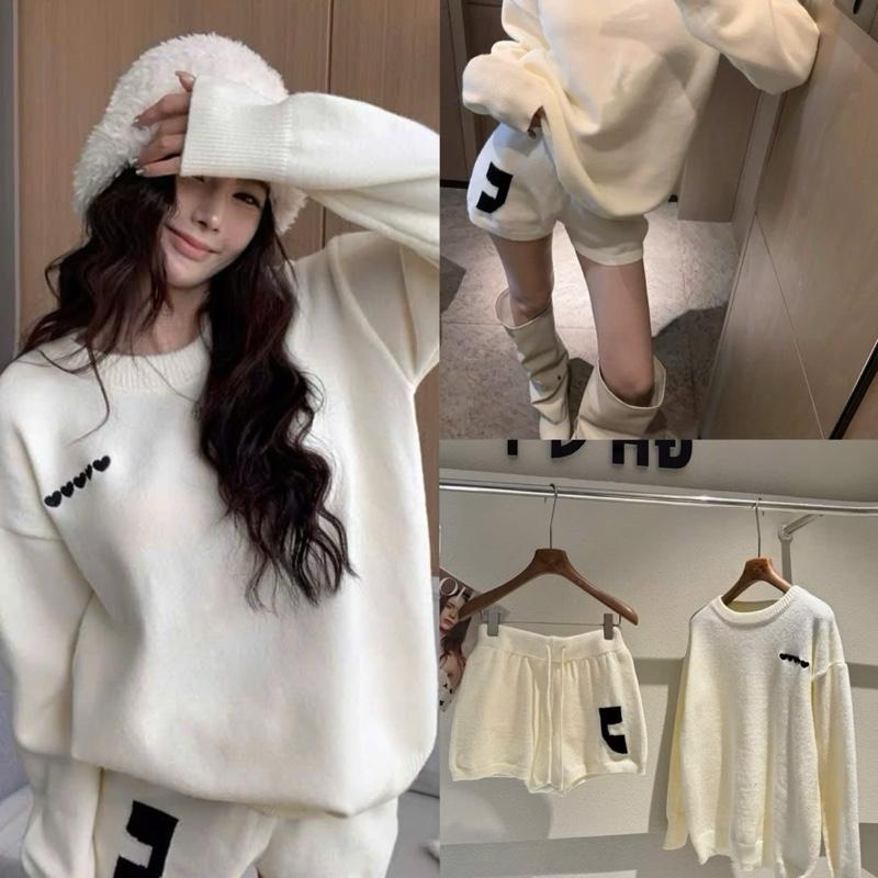 ( Hàng QCCC - ODER ) Set bộ nữ áo len cổ tròn dài tay mix quần sooc chất liệu len mềm mại MS382