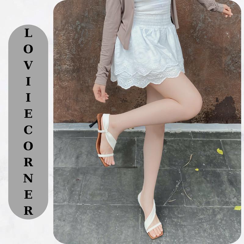 LOVIIECORNER - GIÀY CAO GÓT NỮ  MŨI VUÔNG QUAI NGANG MẢNH PHONG CÁCH HIỆN ĐẠI  - GUỐC NỮ lolita đi học CAO GÓT THỜI TRANG MŨI VUÔNG GÓT LOE 7 PHÂN - G250731 dép got
