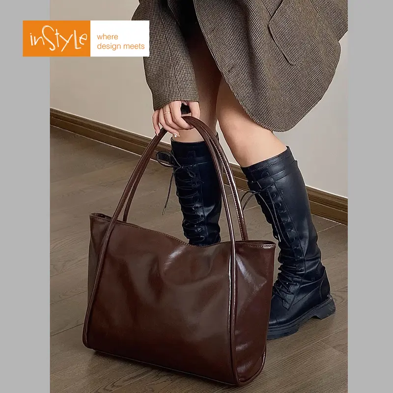 Tas Bahu Tote Bag Wanita Korean Style Shoulder Bag Size Besar (T2-042) Kulit PU 8