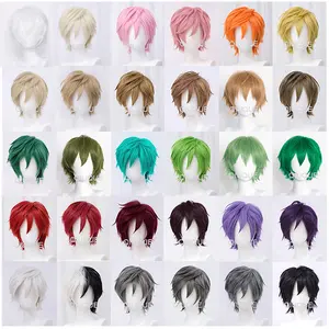 30cm Short Straight Cosplay Wig Anime Tilt Up Compatible Universal
