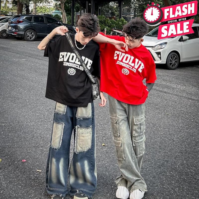 [SALE] Áo thun boxy, zombie club,EVOLVE Font chữ in nổi, form rộng,couple unisex, cotton 2 chiều 250gsm
