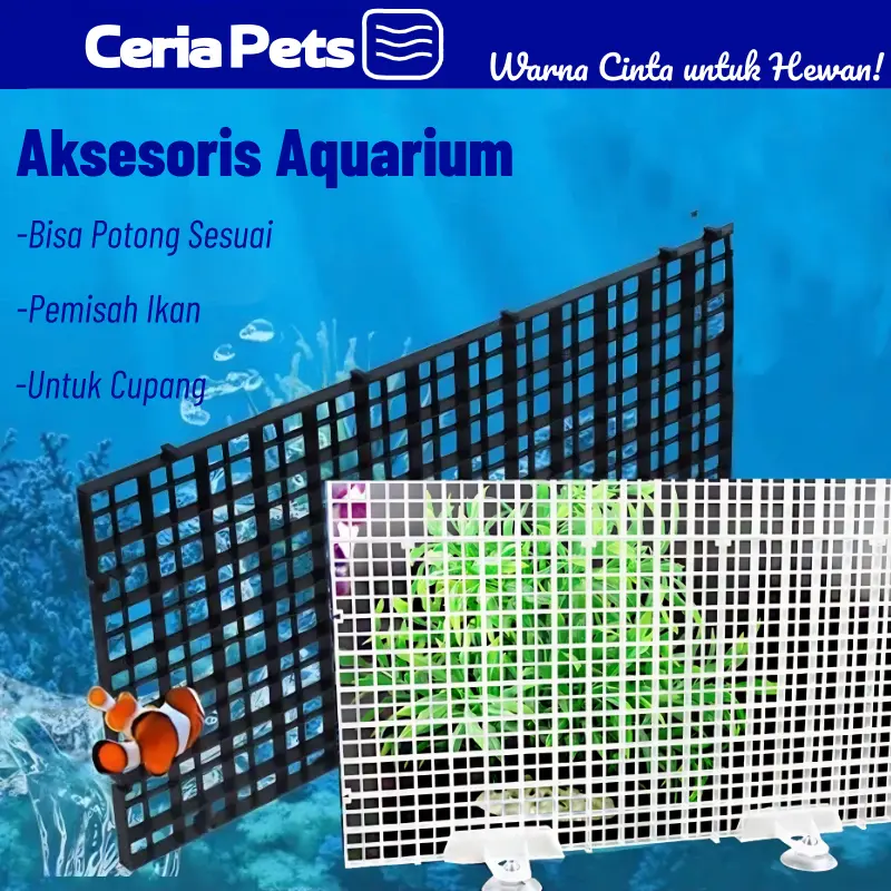 Pemisah Ikan Aquarium Plastik Bisa Dipotong 4 Penghisap Kuat Anti Bocor untuk Cupang Galak/Mas Koki 0