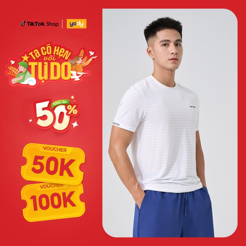 YODY Áo thun thể thao nam YODY trẻ trung, chất vải thoáng mát STM7084