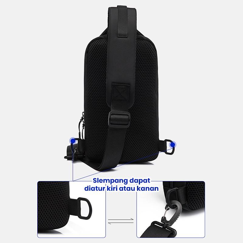 Techdoo Tas Selempang Bahu Pria Slempang Tas Dada Cowok Wanita Slingbag Kasual Anti Air TS709 5