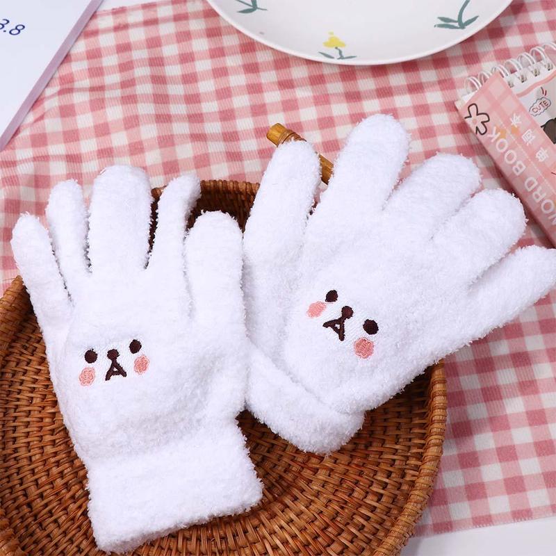 Găng Tay Len Lót Lông Cừu Cho Nữ, Dễ Thương, Gấu, Mùa Thu Và Mùa Đông, Để Lái Xe, Toàn Ngón Tay, Cho Nữ, Cho Màn Hình Cảm Ứng Bao Tay 5