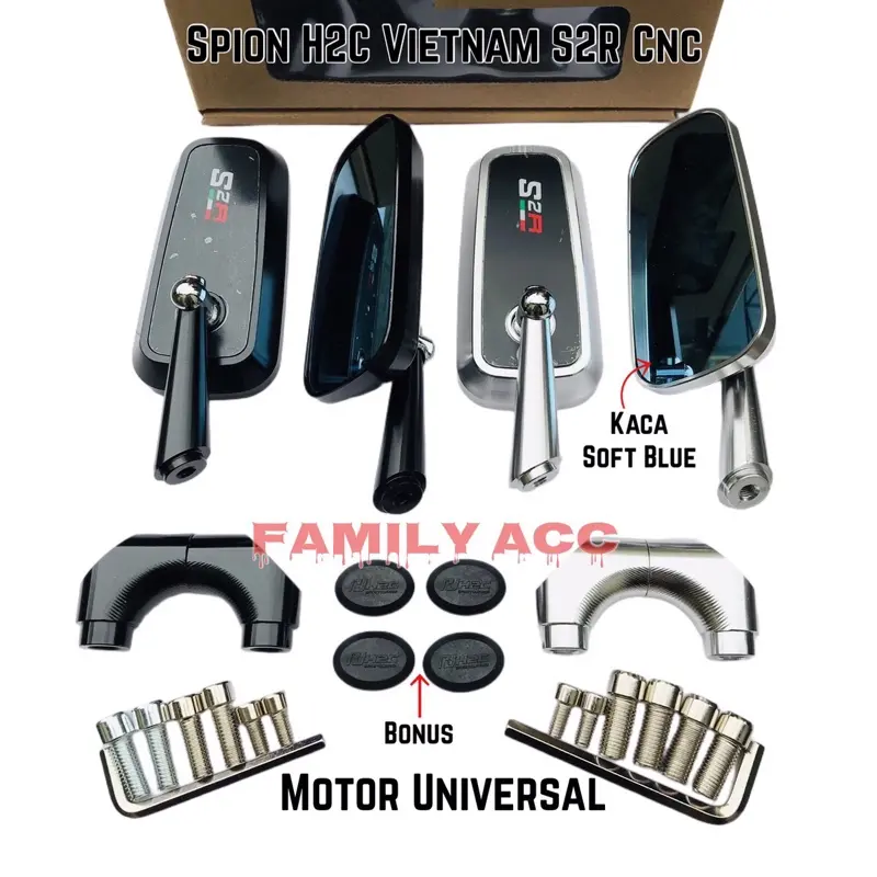 SPION CIRCUIT S2R VIETNAM ORIGINAL KACA CEMBUNG MODEL H2C FULL CNC MOTOR UNIVERSAL NMAX / PCX / NMAX TURBO / NMAX NEO S / VARIO 125/150/160 / BEAT / GSX / CRF DLL S2R ORIGINAL Motorcycle