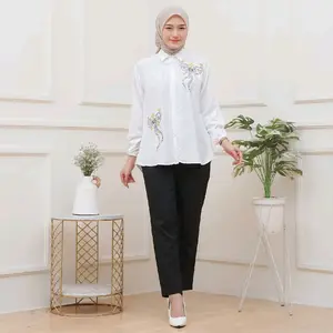 LAURA KEMEJA RAYON TWILL ORI BLOUSE KEMEJA BORDIR