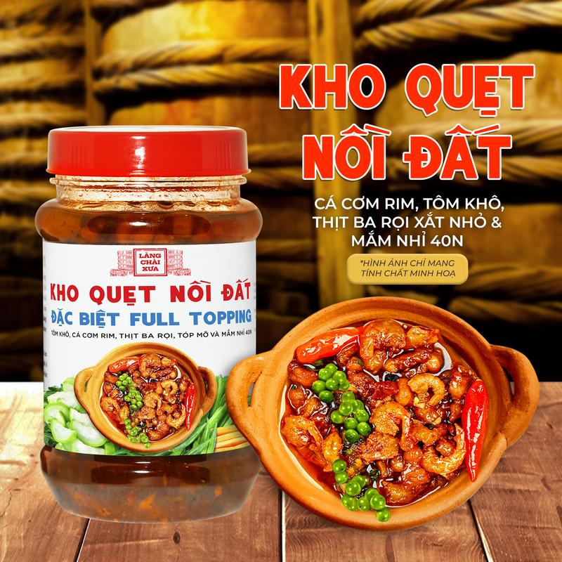 Kho quẹt nồi đất Làng Chài Xưa 250g/hủ thơm ngon đặc biệt full topping tôm khô,…