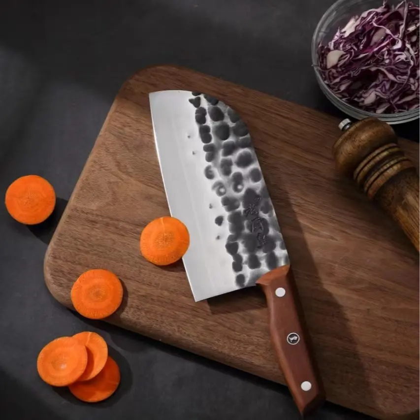 New design Round Head Japanese Design Household Kitchen Knife, 28.5 cm(12 inches) Japanese Design And Forged Kitchen Knife, Ergonomic Wood Handle 40 Chrome Stainless Steel Knife For Slice Vegetable Meat And Chop Bone Of Chicken Ducks Geese