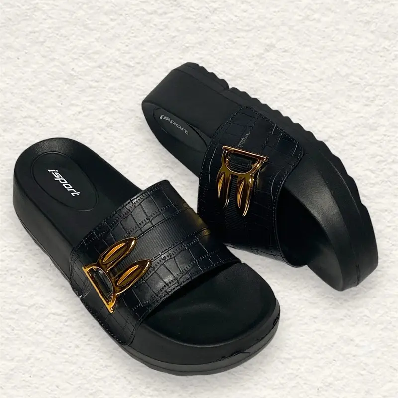 567 Sandal Slop Wedges Wanita Motif Strap Rabbit Tebal 5 Cm Bahan Karet Jelly Import Sol Empuk Anti Slip 0