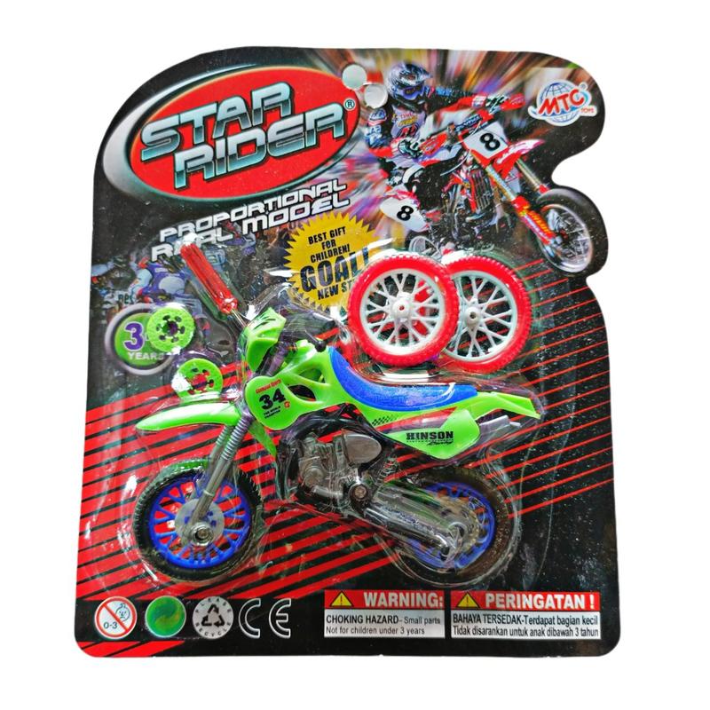 Product Introduction of Mainan Anak Motor Trail Lengkap dengan Bonus 2 Bana dan Obeng  MAENAN MOTOR TRAIL Cocok untuk Usia 3-9 Tahun Cocok juga untuk remaja 6